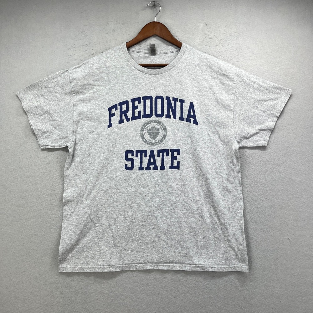 Fredonia State T Shirt Mens XL Gray SUNY University Heavy Cotton Graphic Tee